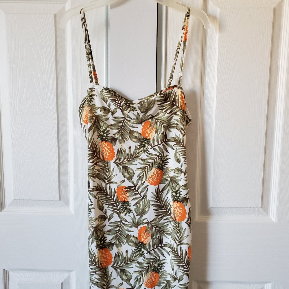 Pineapple print spaghetti strap bodycon dress size medium